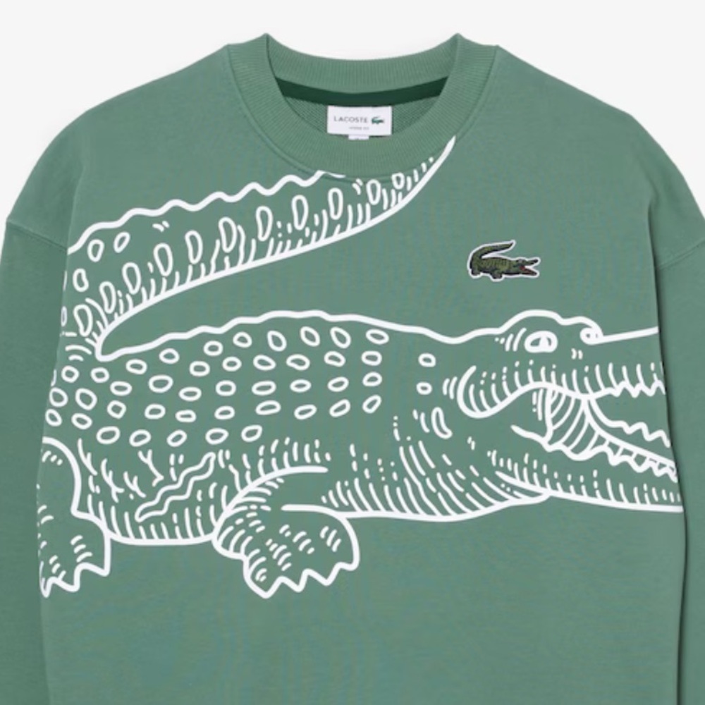 NWOT Lacoste Men’s Round Neck Loose Fit Croc Print Jogger Sweatshirt Size M - Picture 4 of 13